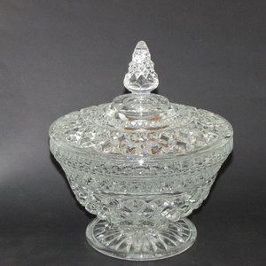 Anchor Hocking Glass WEXFORD Covered Candy Bowl Dish Vintage 60's Glassware